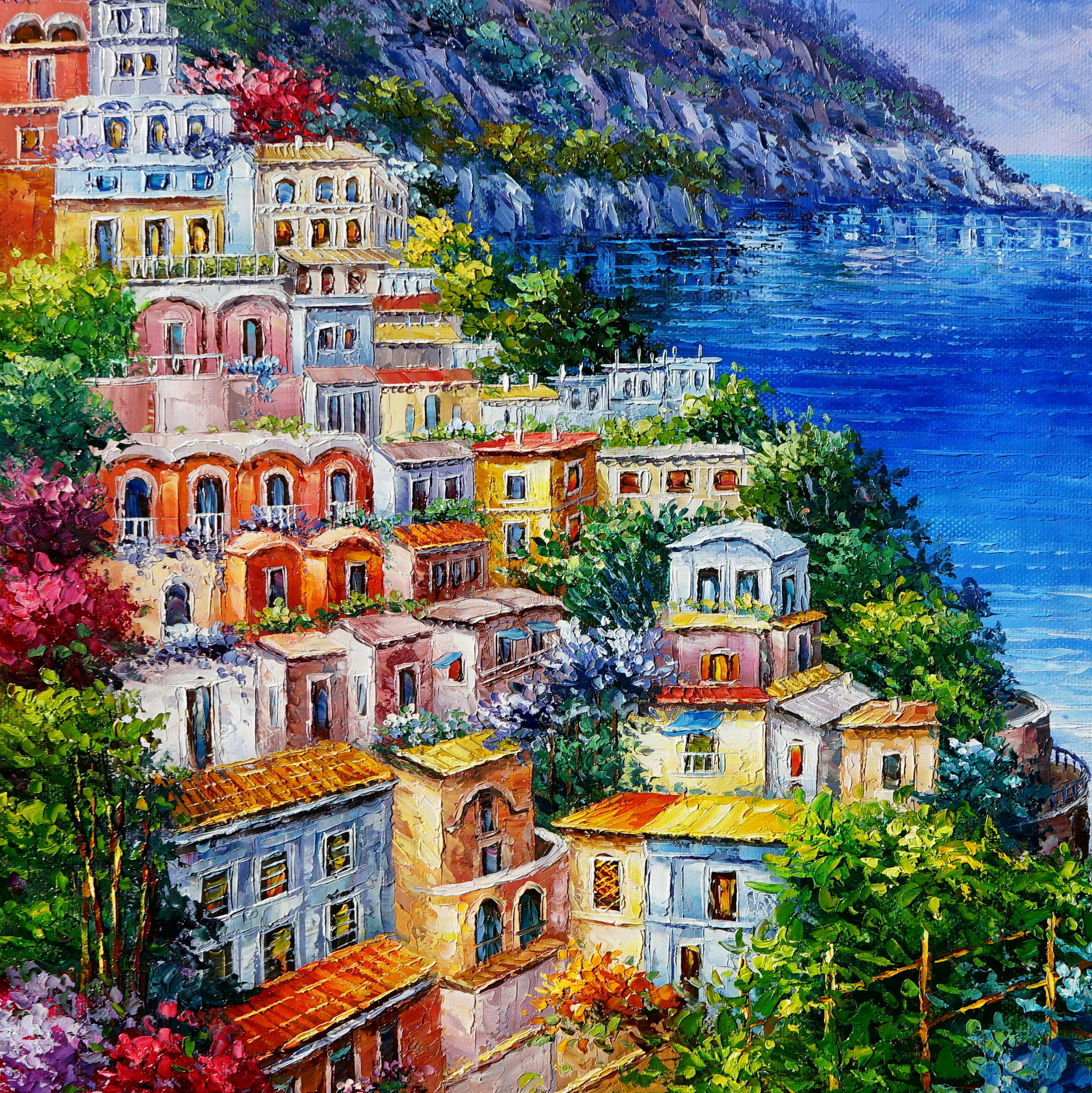 Dipinto a mano Positano 75x100cm