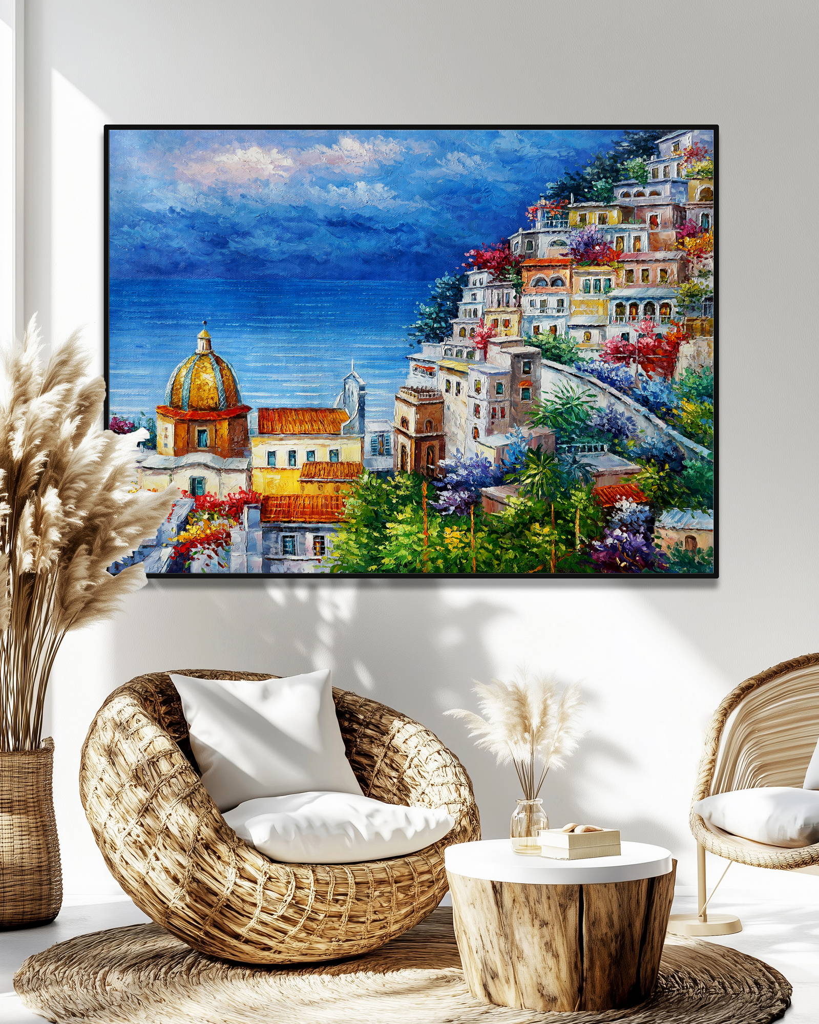 Hand painted Village of Positano 75x100cm