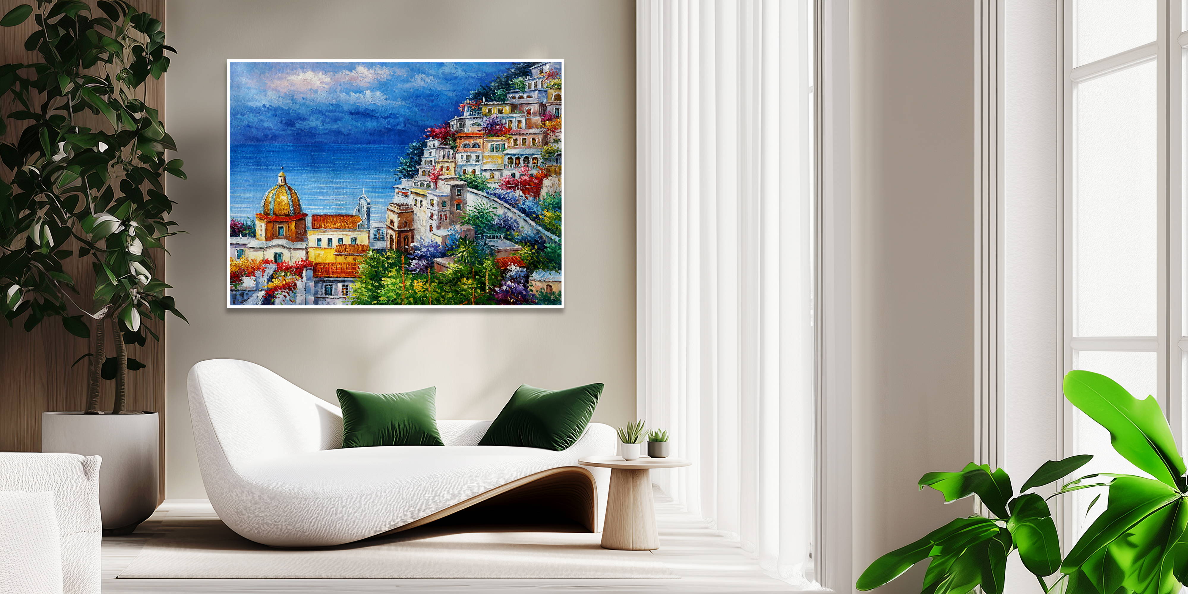 Hand painted Village of Positano 75x100cm