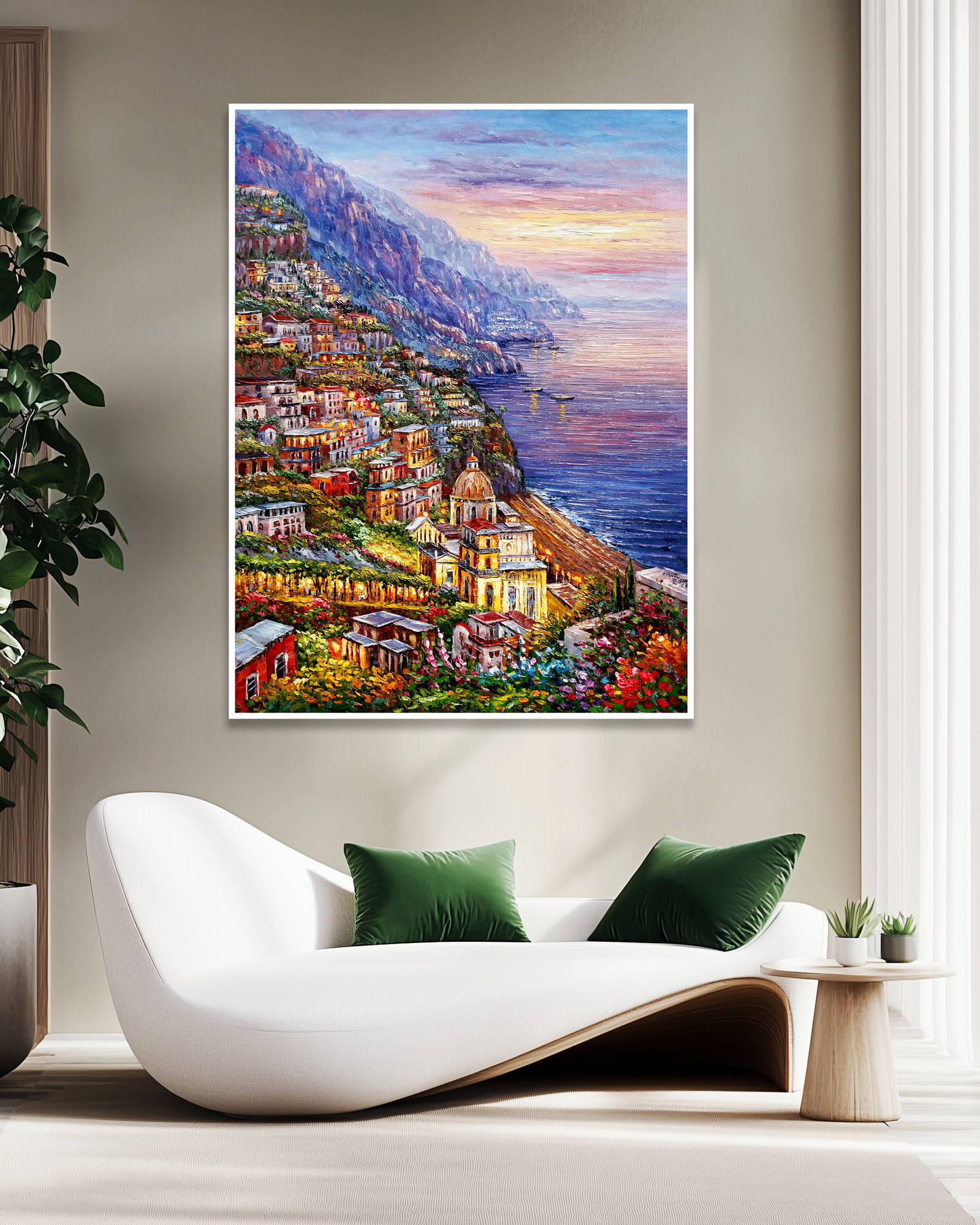 Dipinto a mano Borgo di Positano 75x100cm