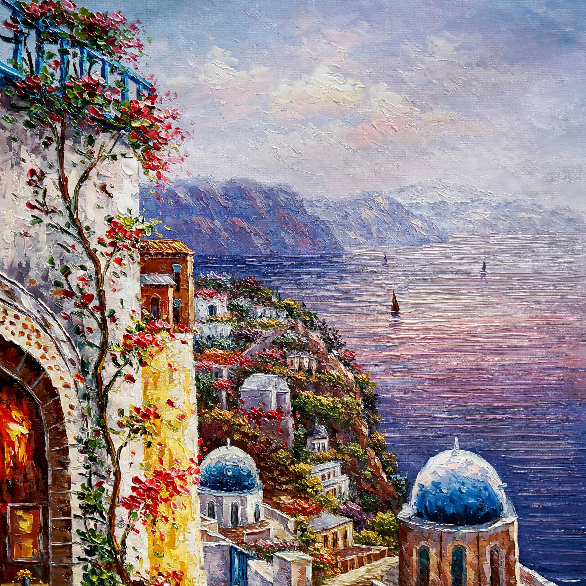 Hand painted Amalfi Coast 75x100cm