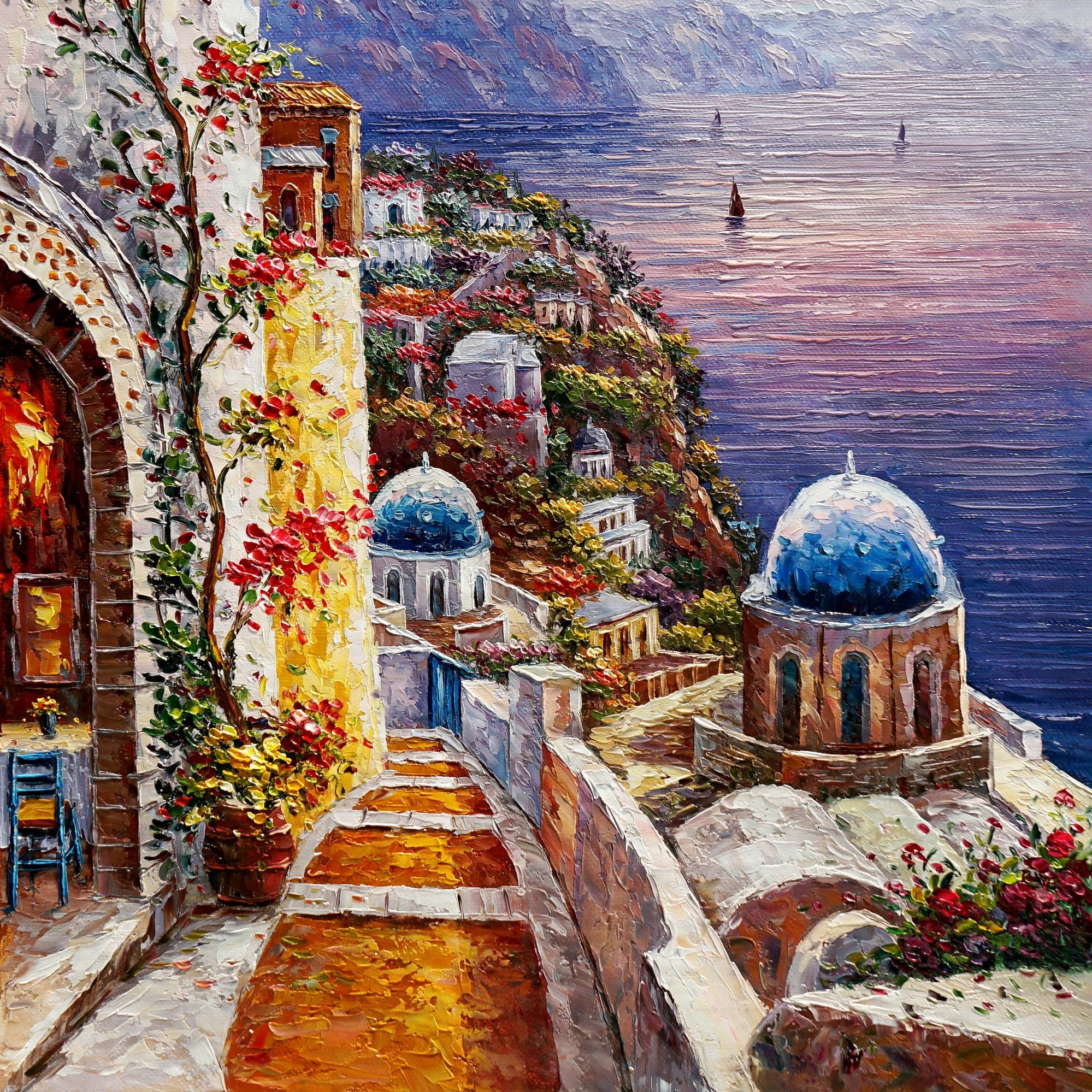 Hand painted Amalfi Coast 75x100cm