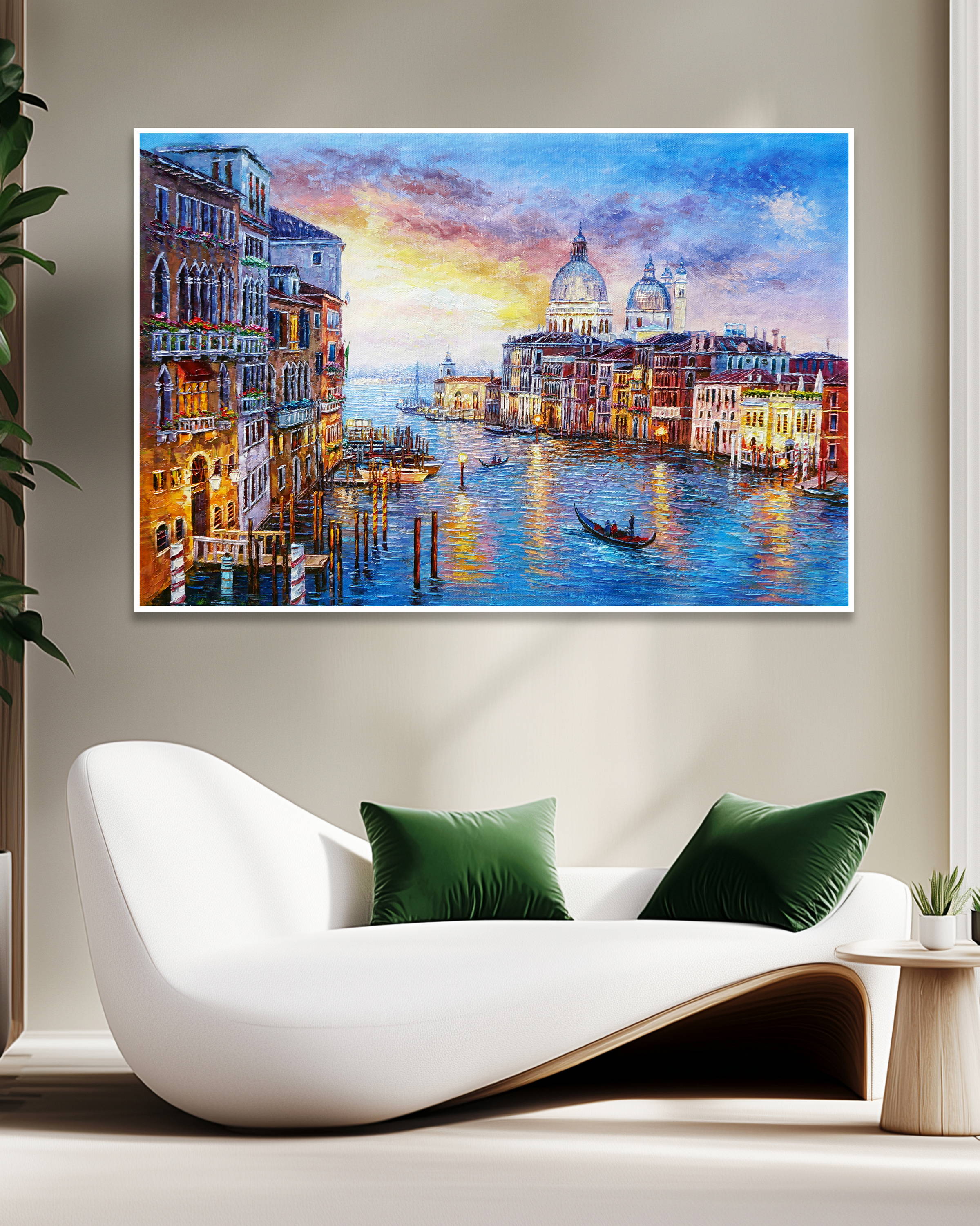 Dipinto a mano Venezia Canal Grande Gondole 75x115cm