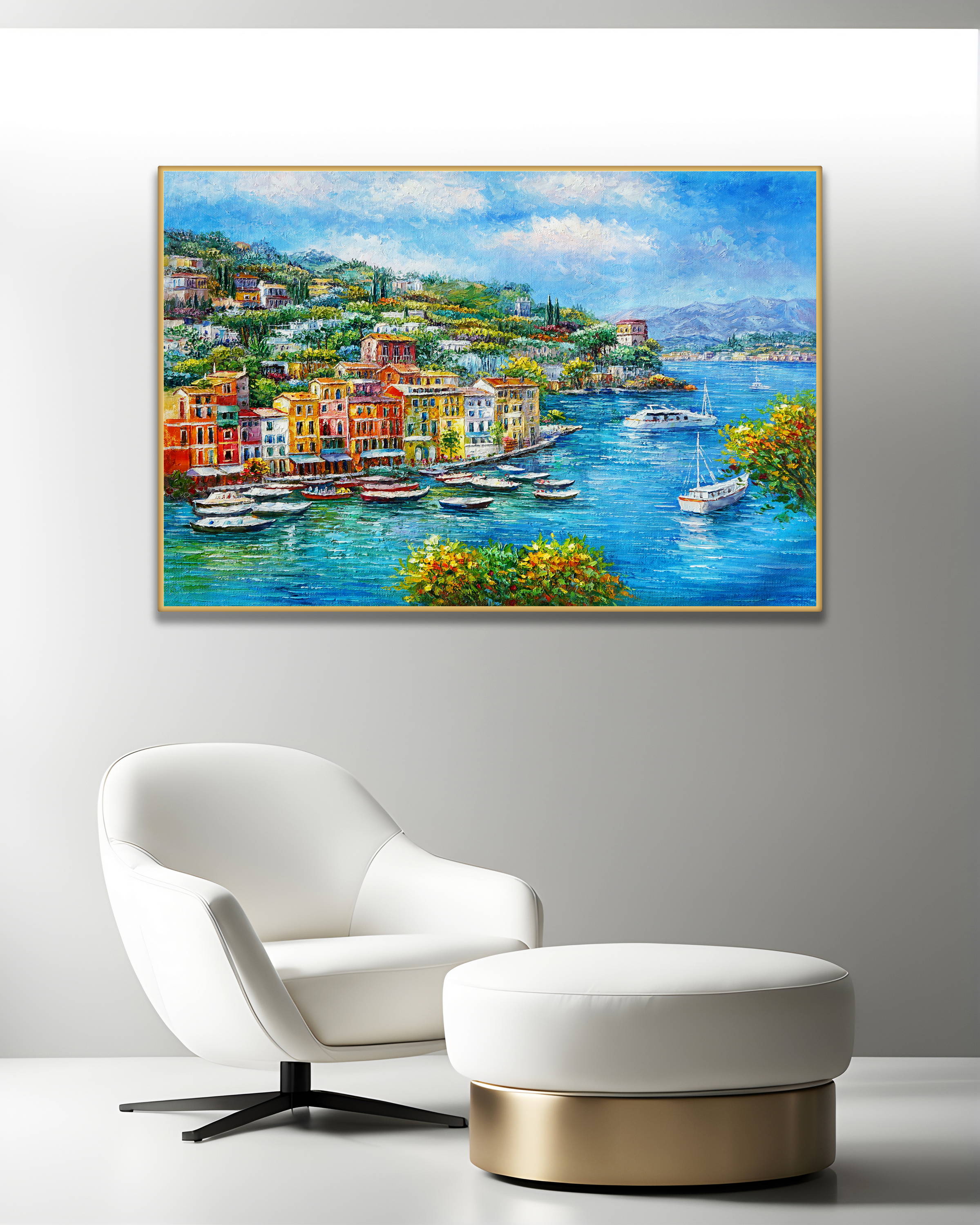 Hand painted A city on the water 75x115cm