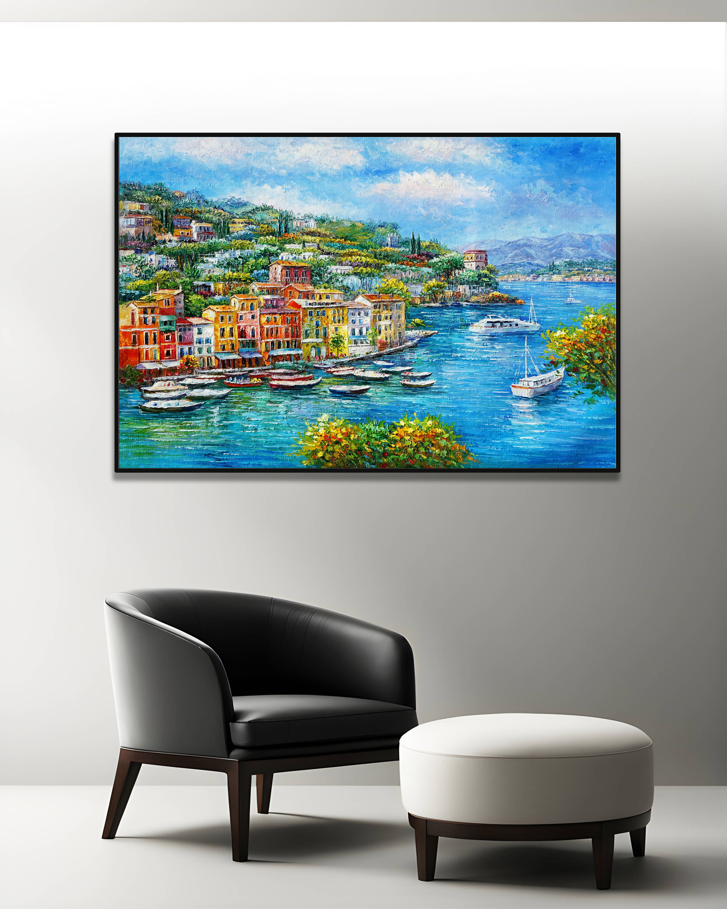 Hand painted A city on the water 75x115cm