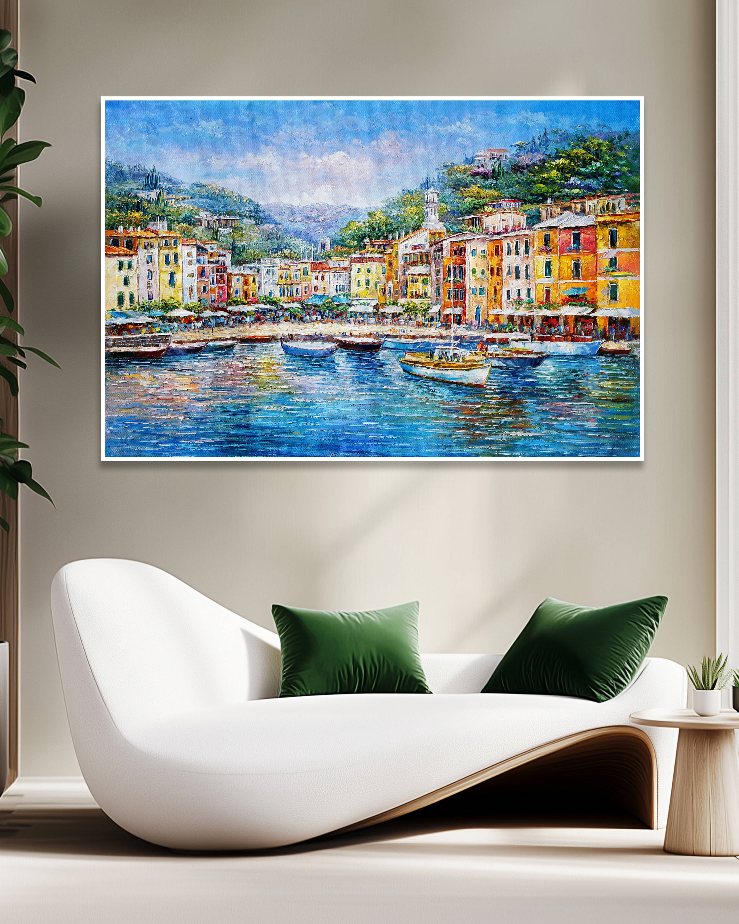 Dipinto a mano Portofino Case colorate 75x115cm