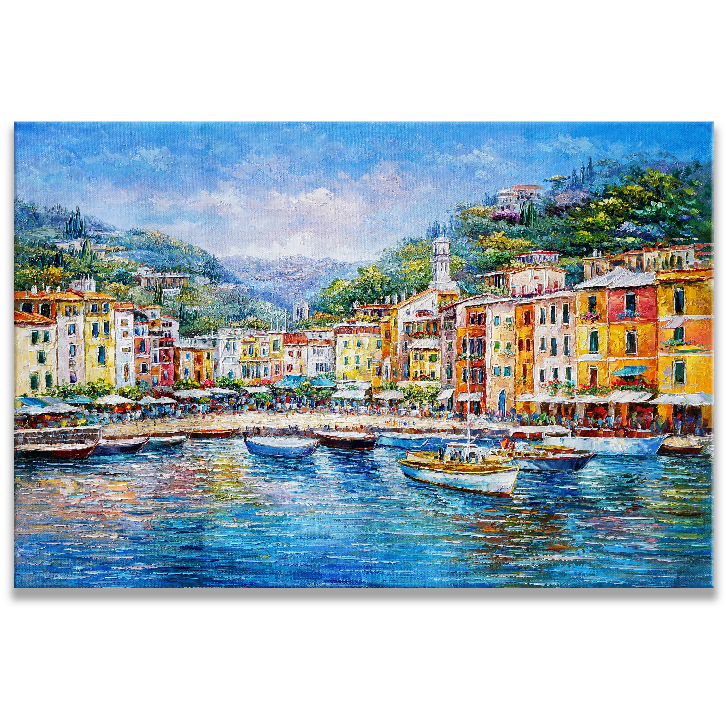 Dipinto di Portofino e le sue case colorate