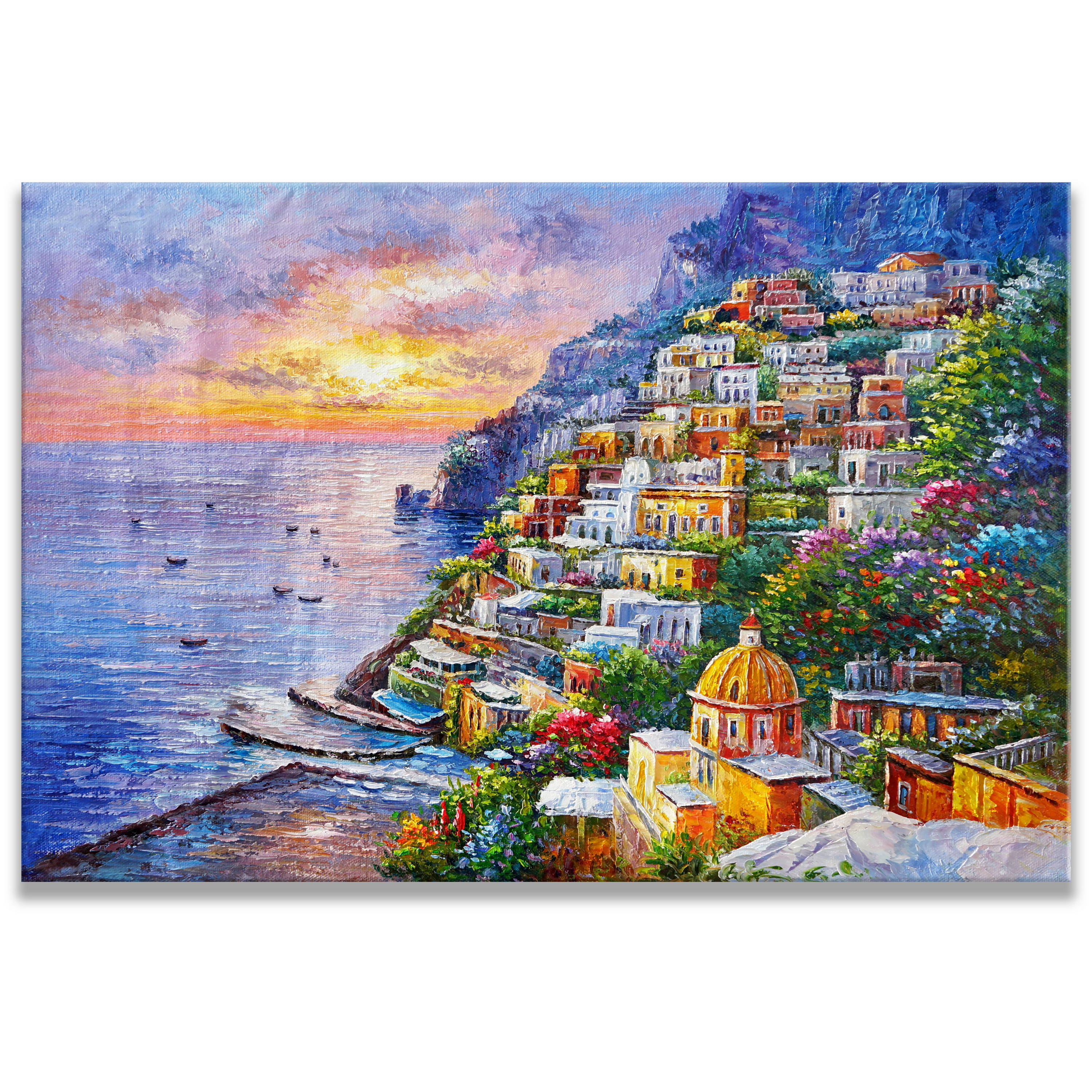 Dipinto di Positano al tramonto