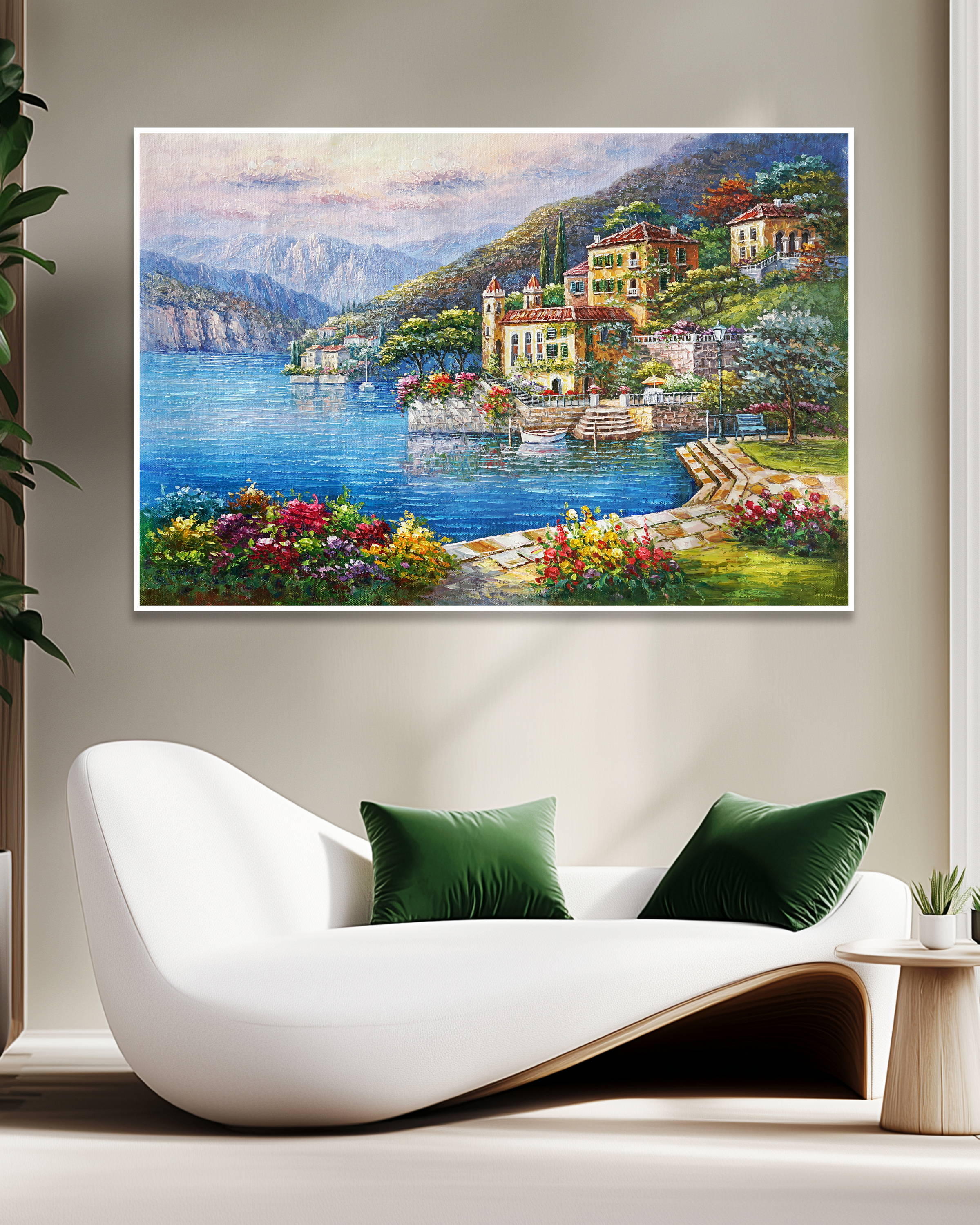 Dipinto a mano Villa del Balbianello Lago di Como 75x115cm