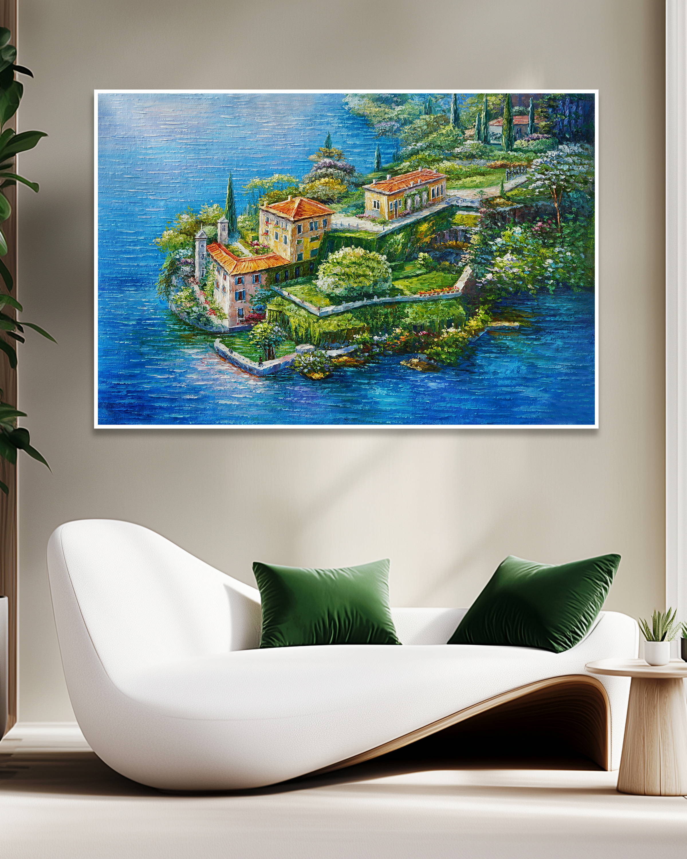 Dipinto a mano Villa del Balbianello Lago di Como 75x115cm