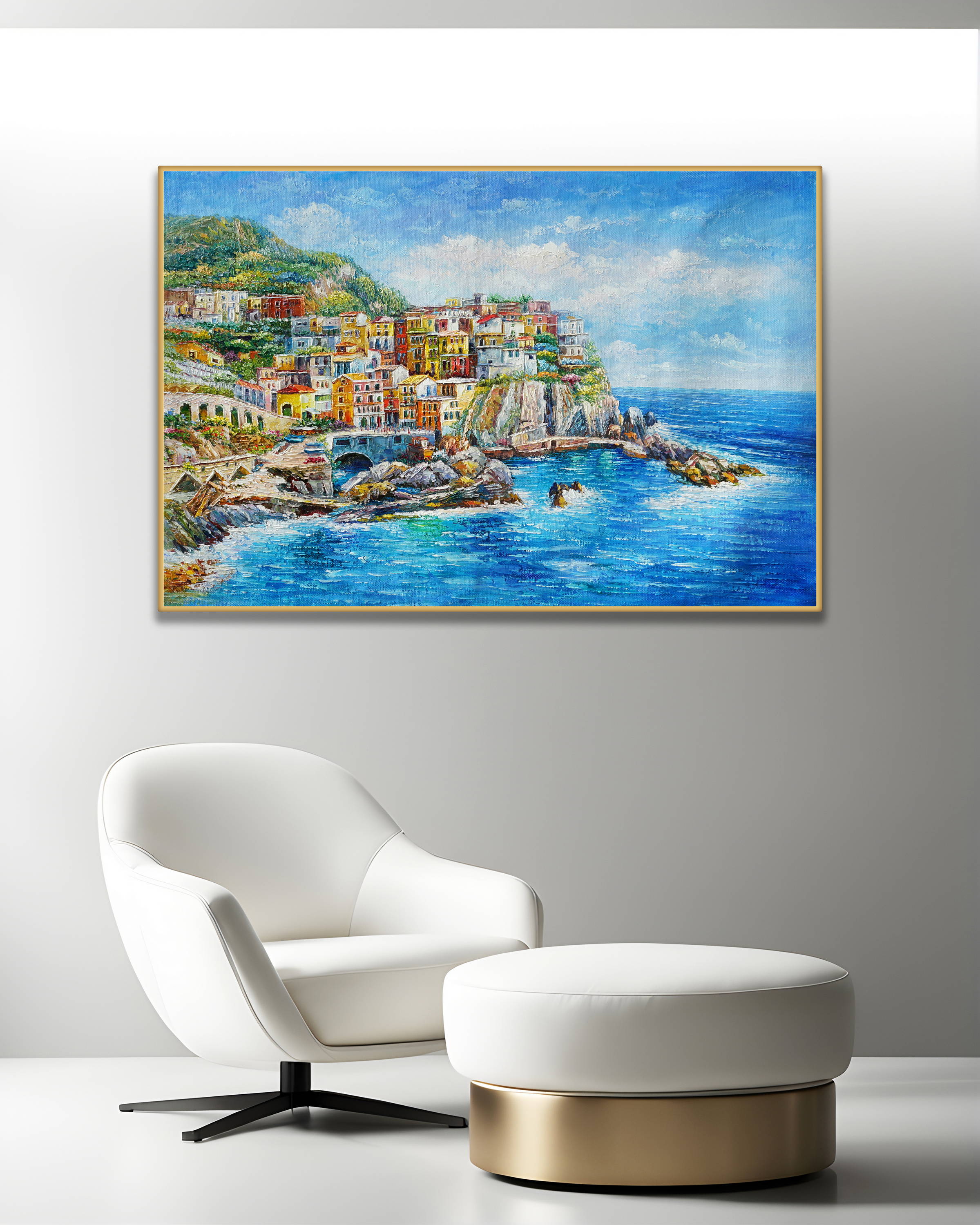 Dipinto a mano Manarola Cinque Terre 75x115cm