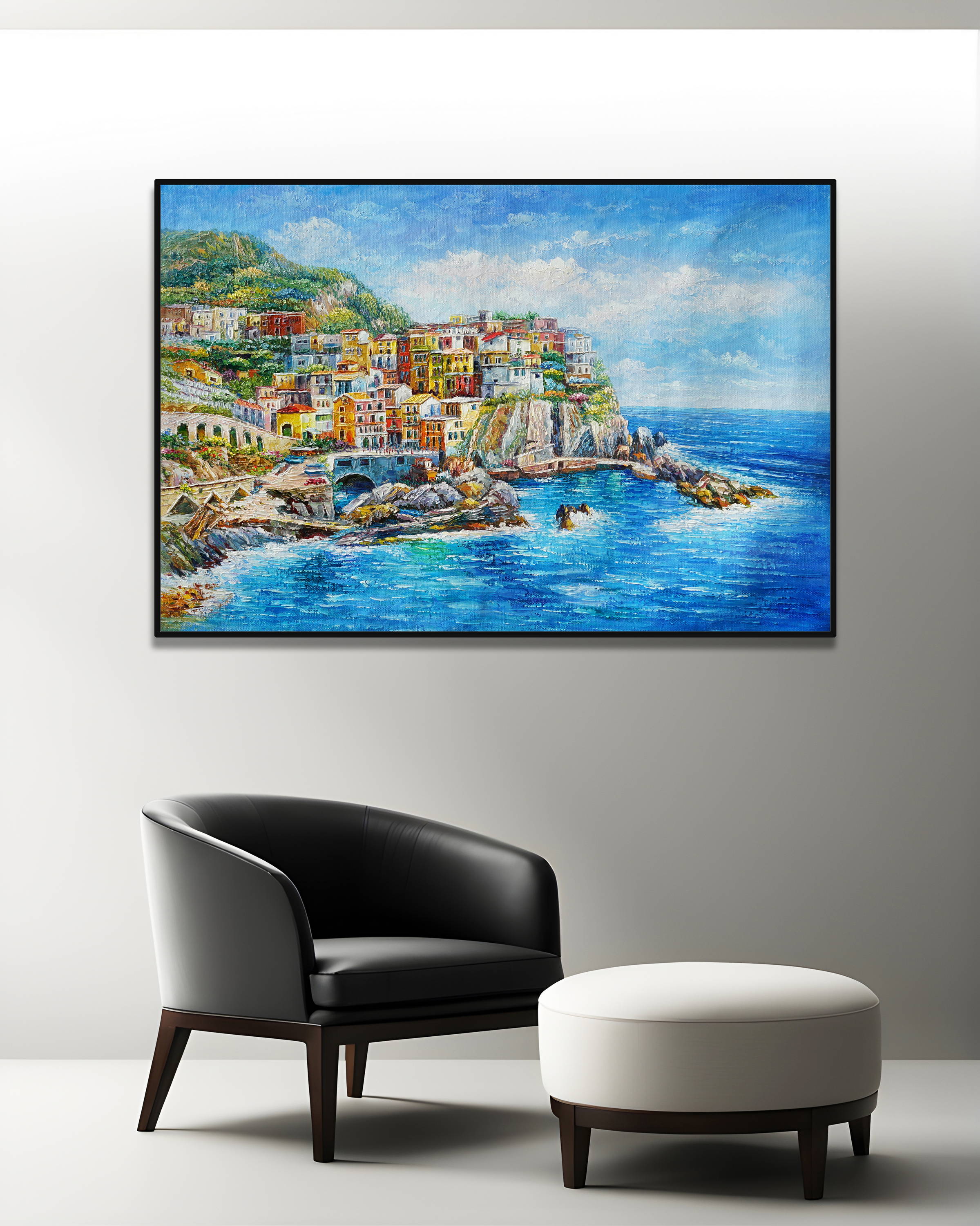 Dipinto a mano Manarola Cinque Terre 75x115cm