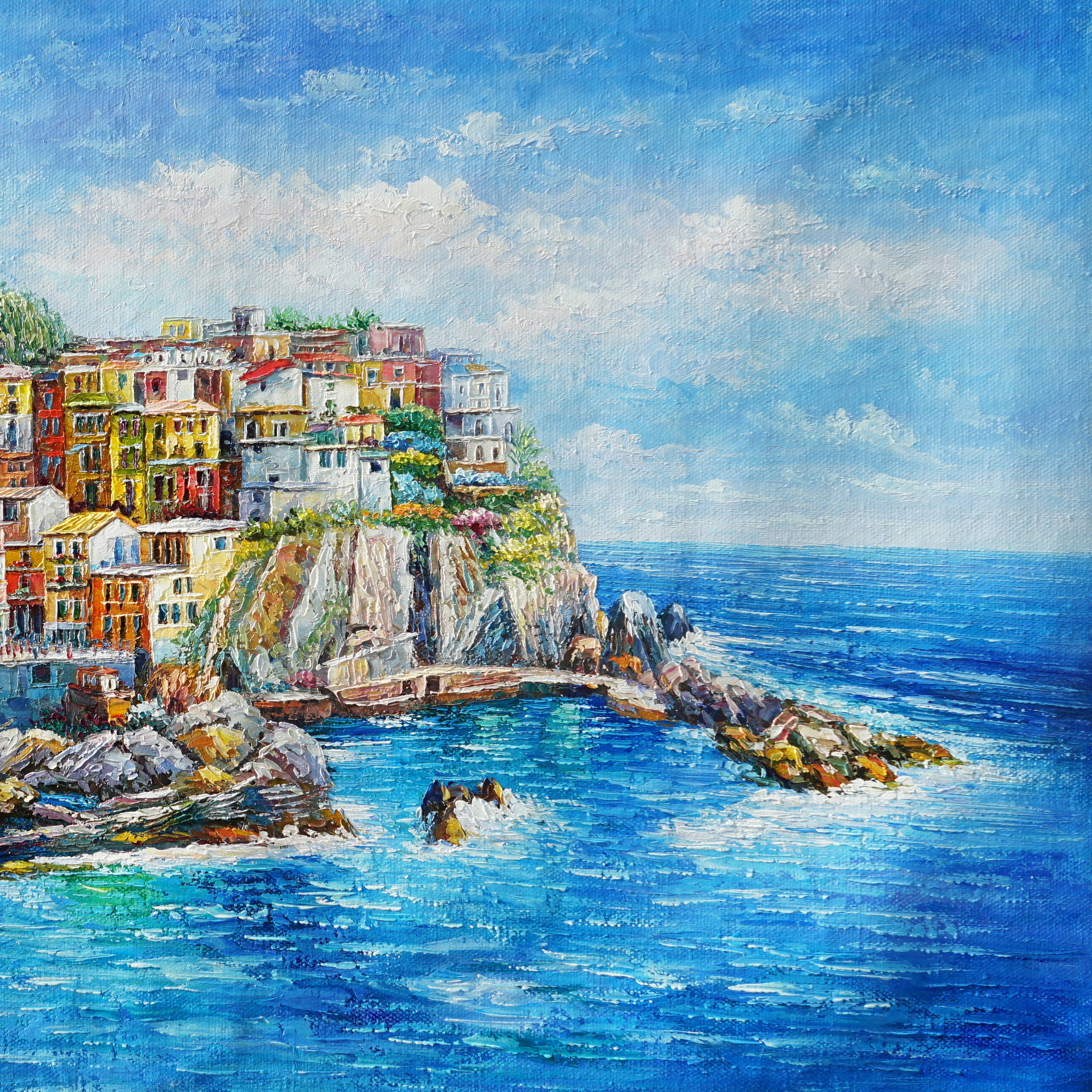 Dipinto a mano Manarola Cinque Terre 75x115cm