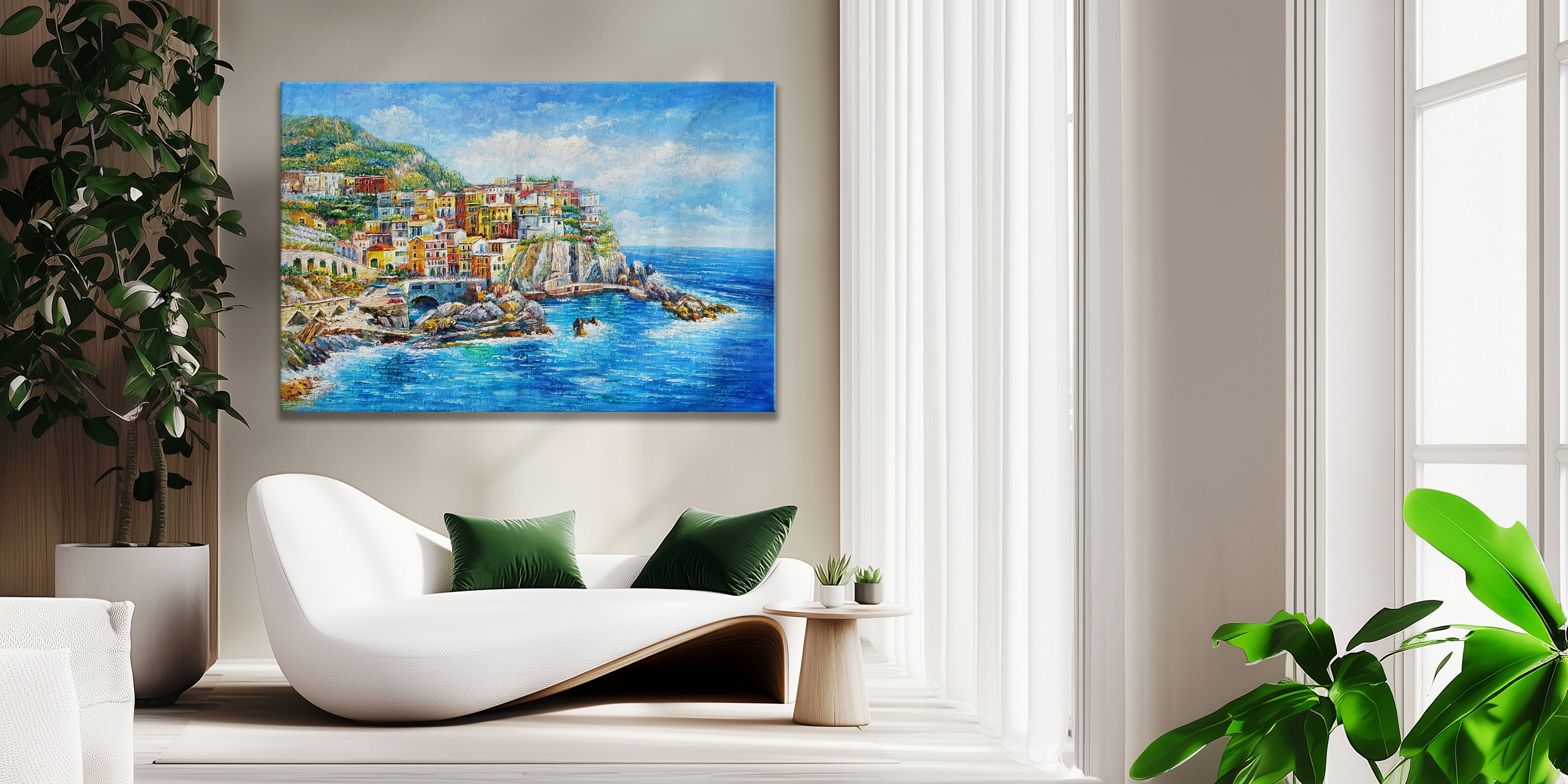 Dipinto a mano Manarola Cinque Terre 75x115cm