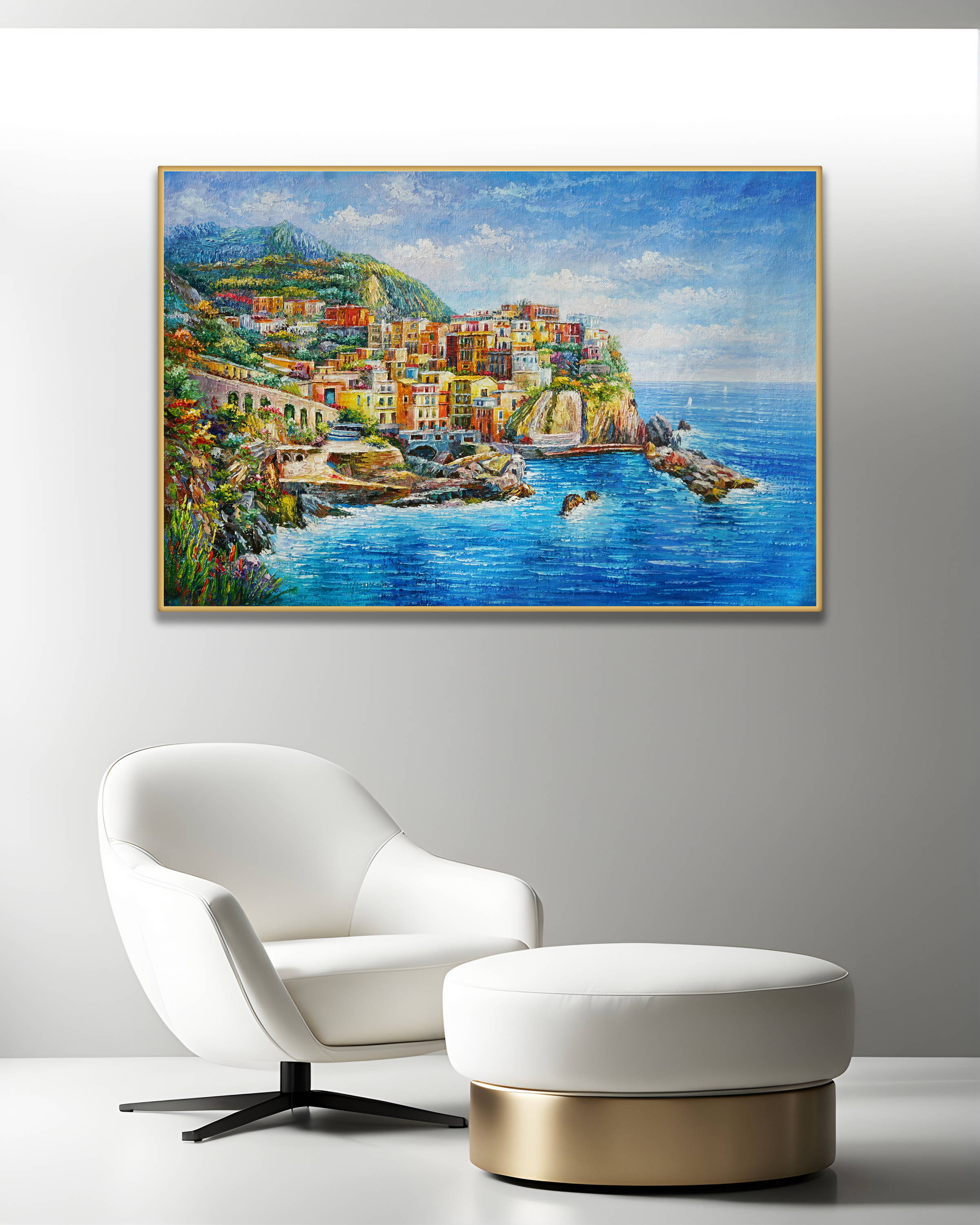 Dipinto a mano Manarola Cinque Terre 75x115cm