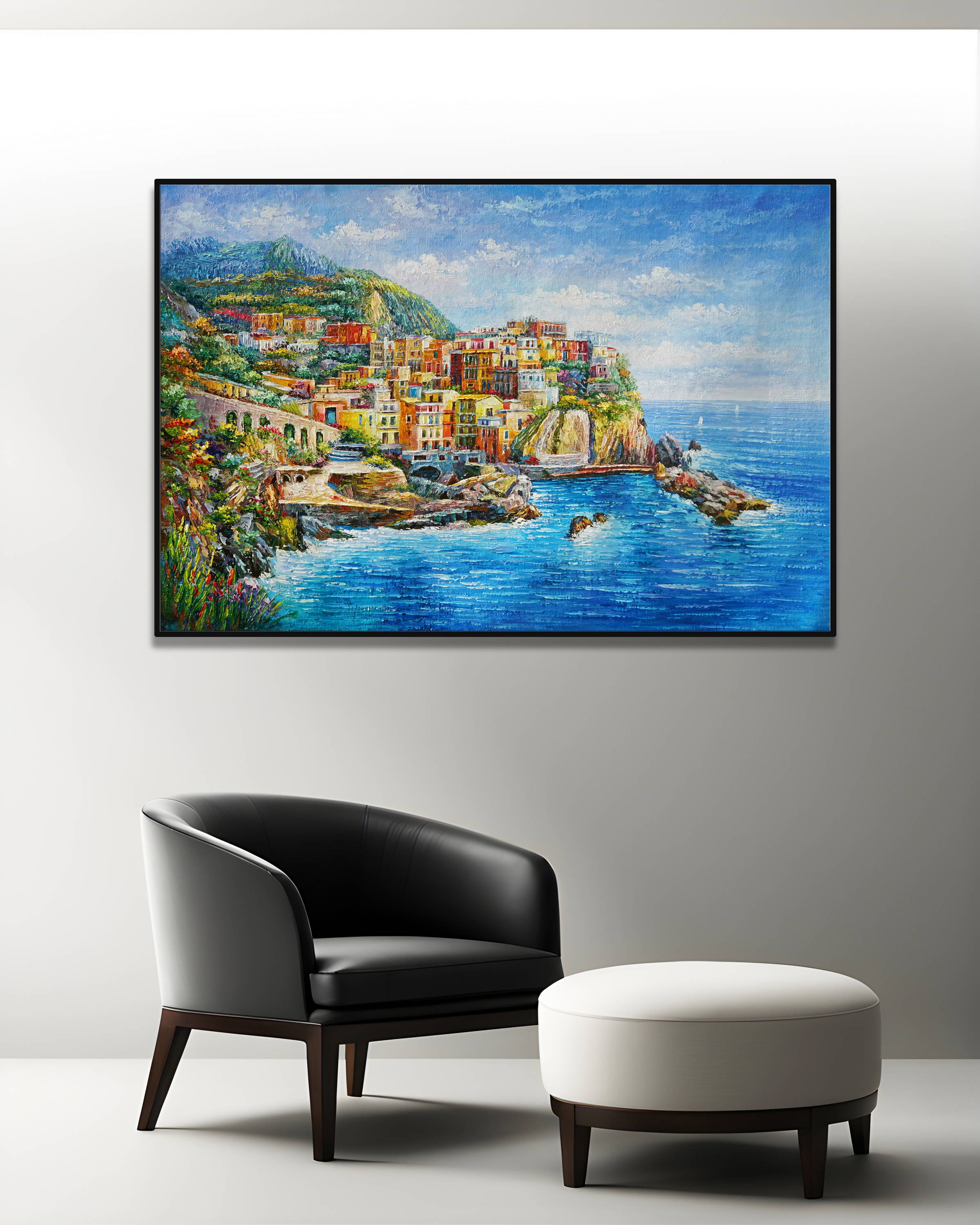 Dipinto a mano Manarola Cinque Terre 75x115cm