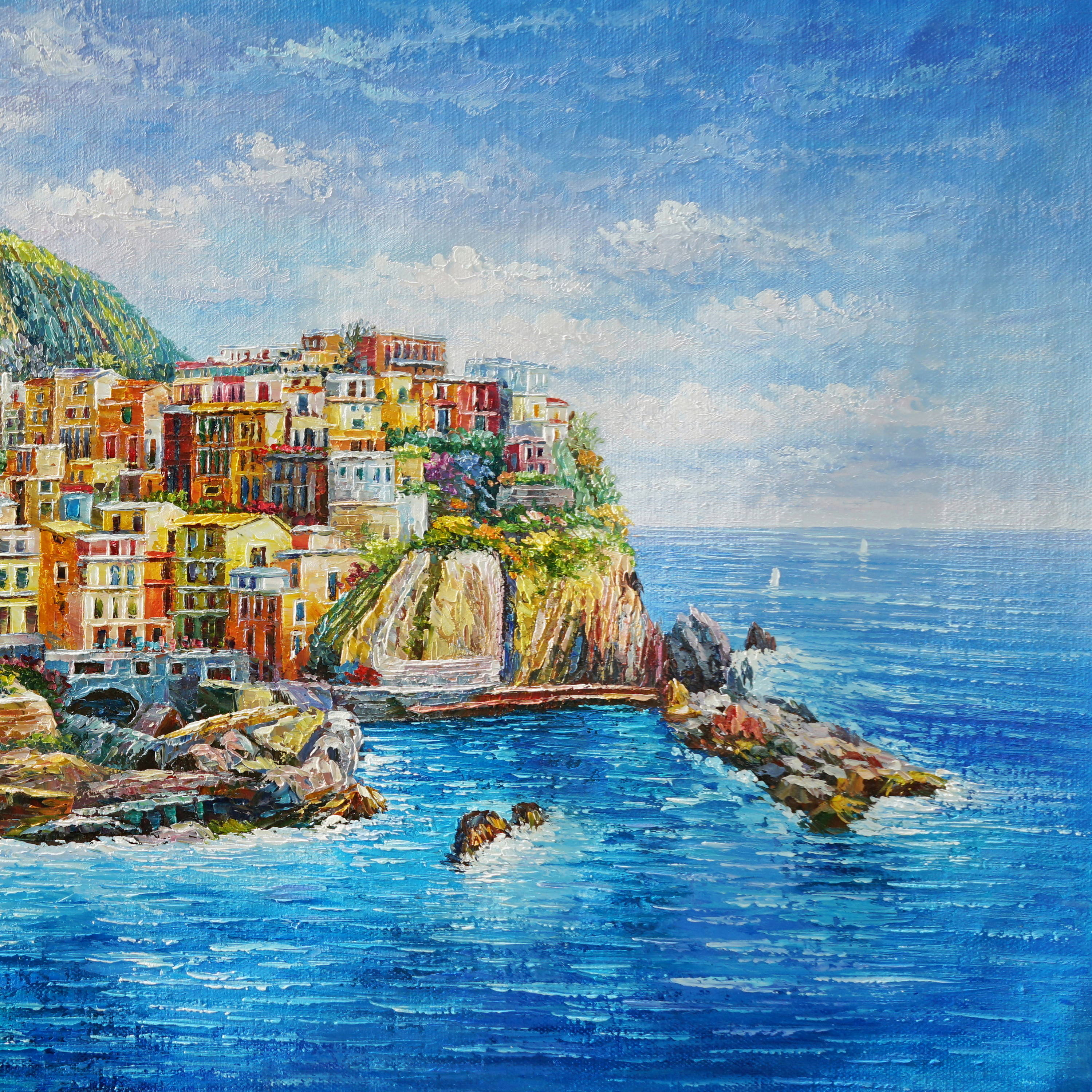 Dipinto a mano Manarola Cinque Terre 75x115cm