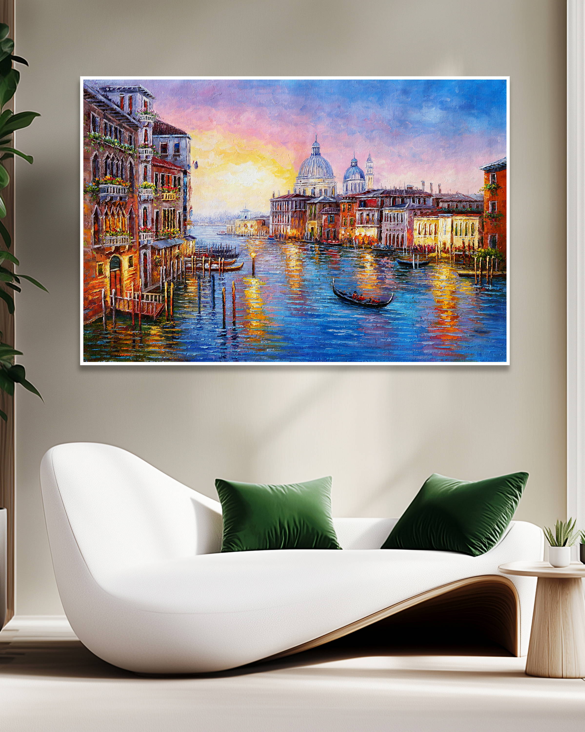 Dipinto a mano Canal Grande Venezia Gondole 75x115cm