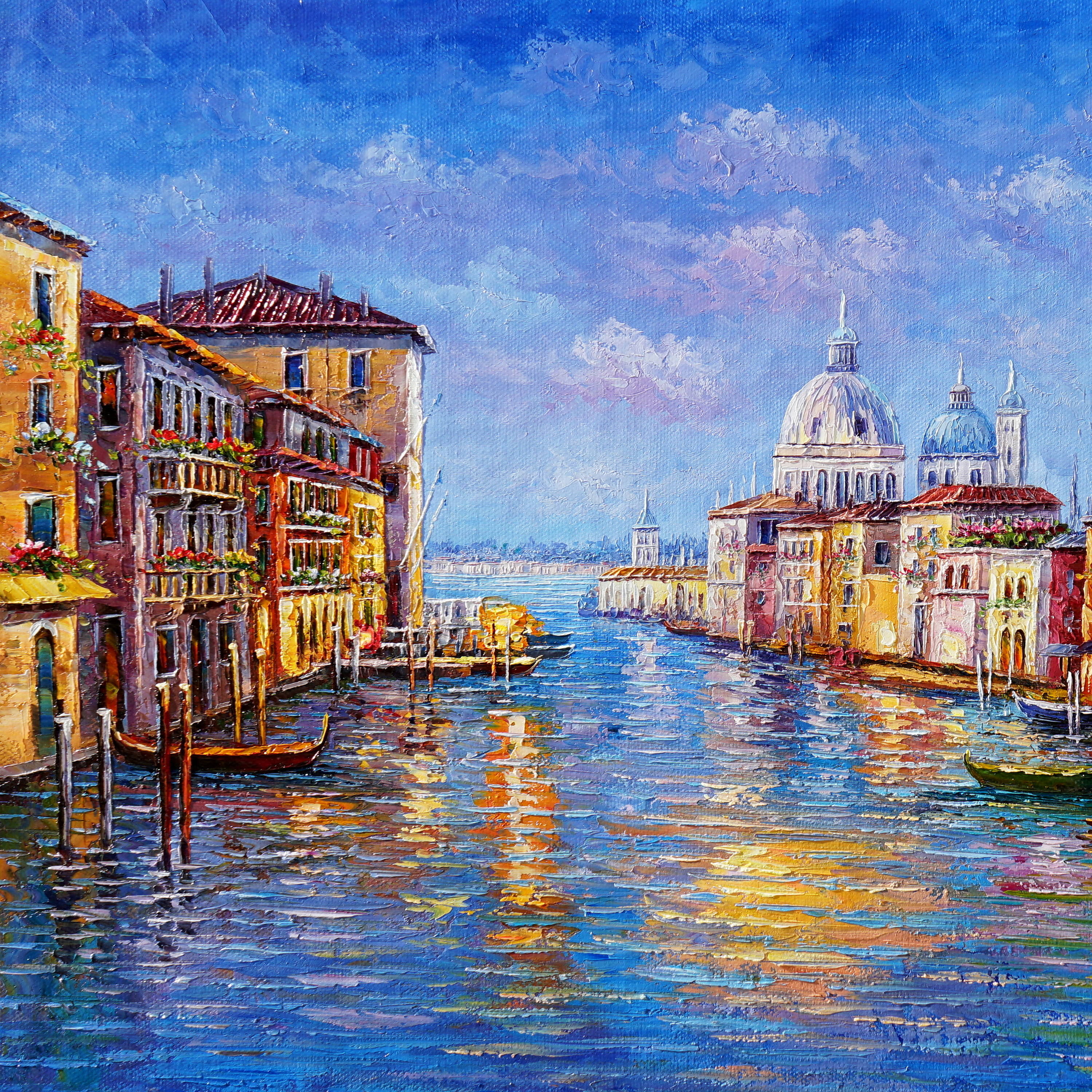 Dipinto a mano Canale Veneziano 75x115cm