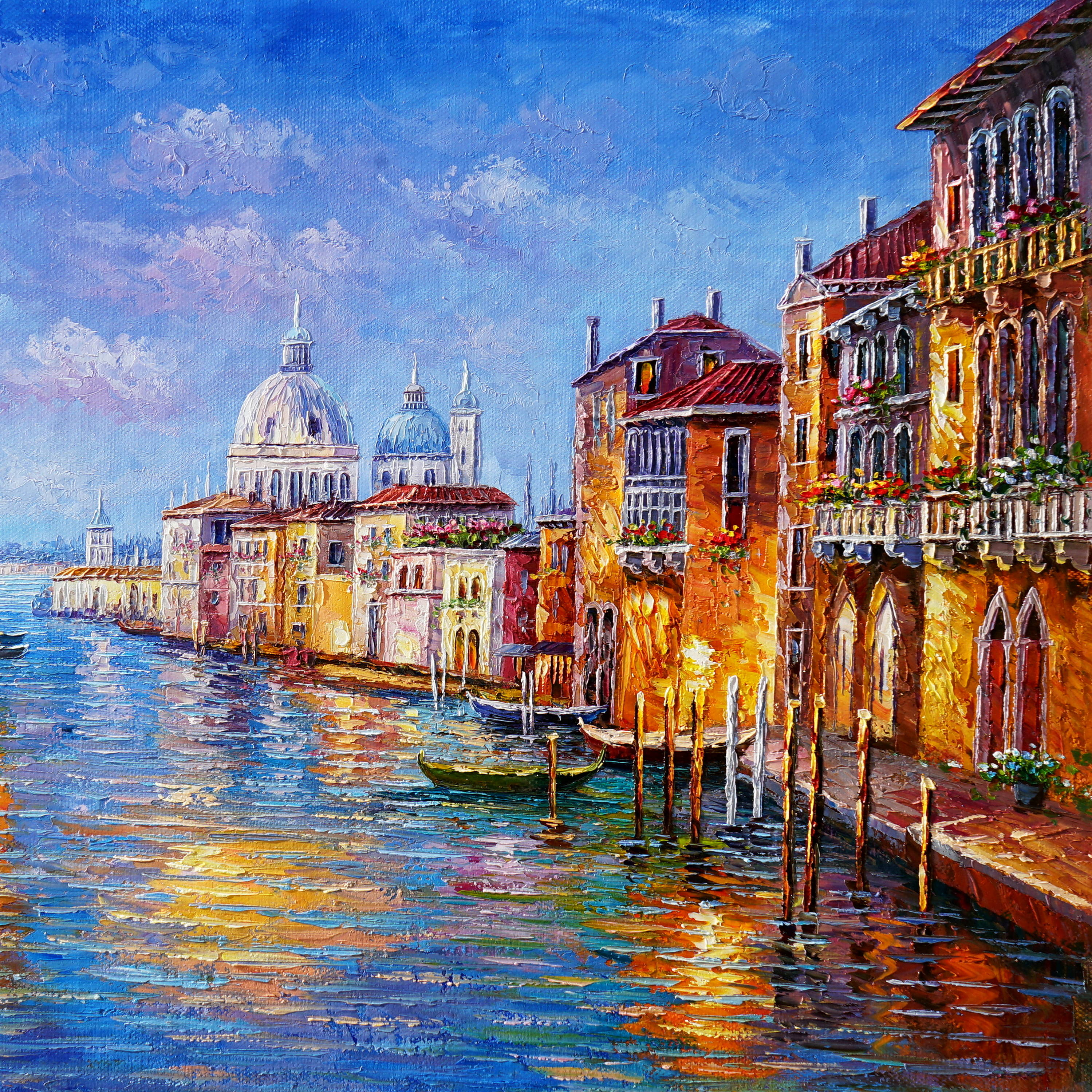 Dipinto a mano Canale Veneziano 75x115cm