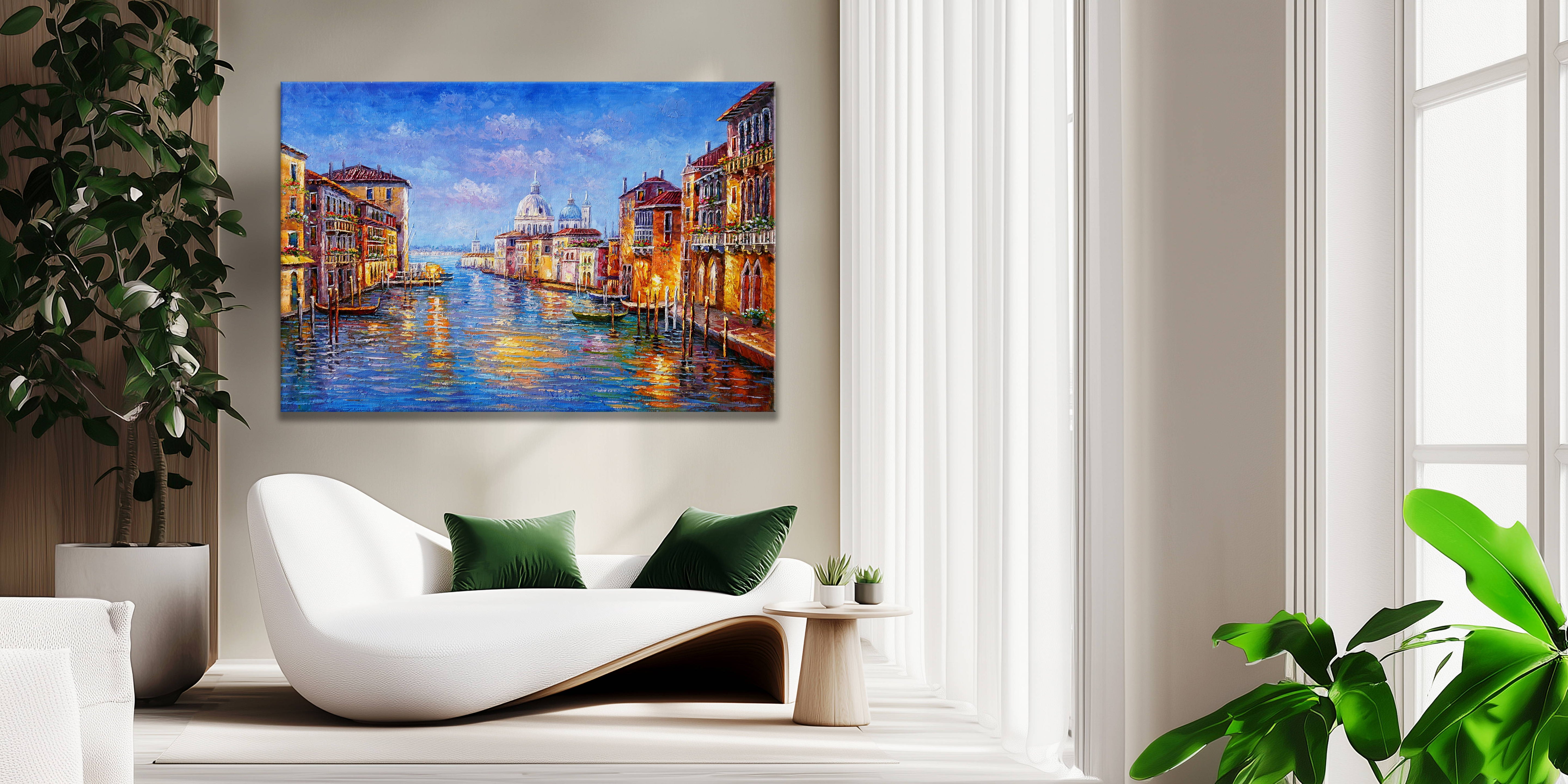 Dipinto a mano Canale Veneziano 75x115cm