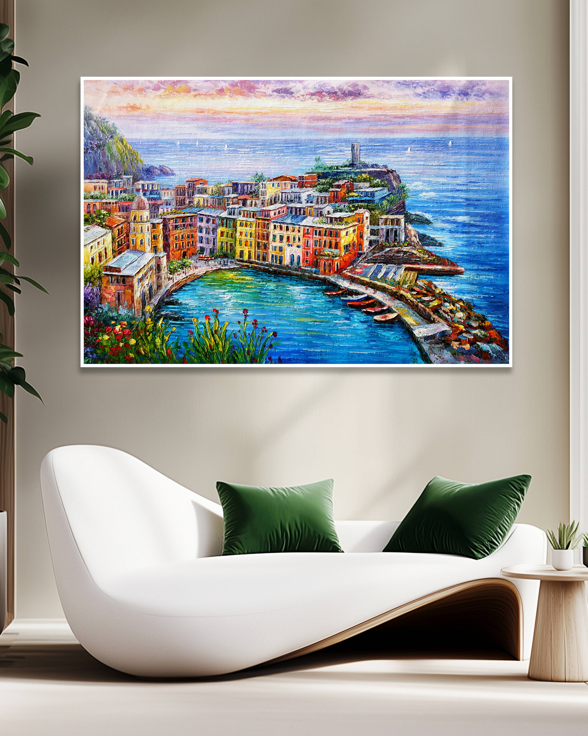 Dipinto a mano Cinque Terre Vernazza 75x115cm