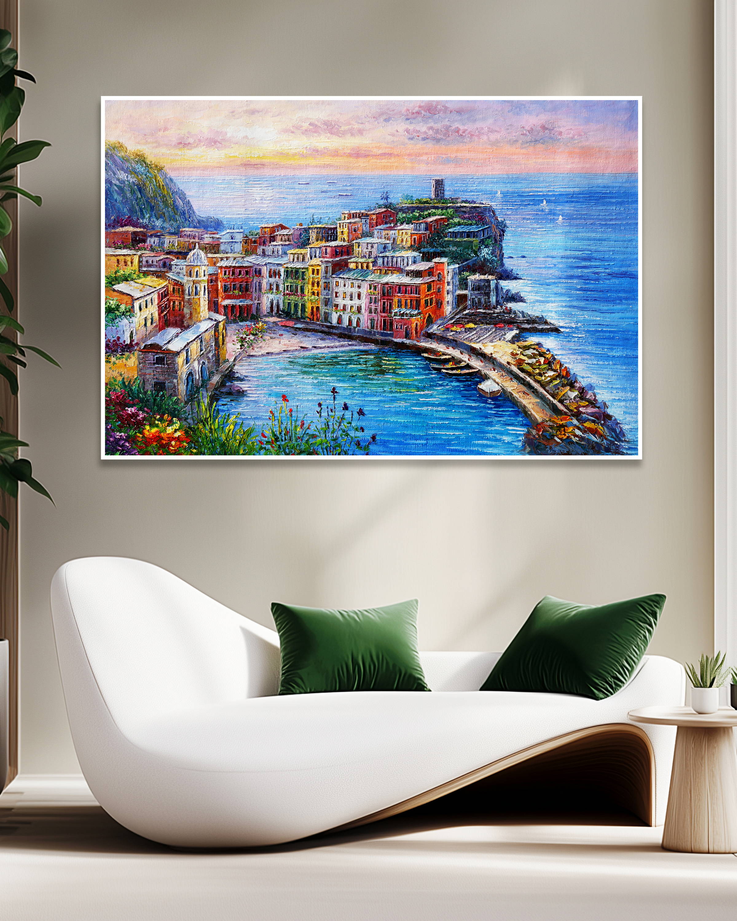 Dipinto a mano Cinque Terre Vernazza 75x115cm