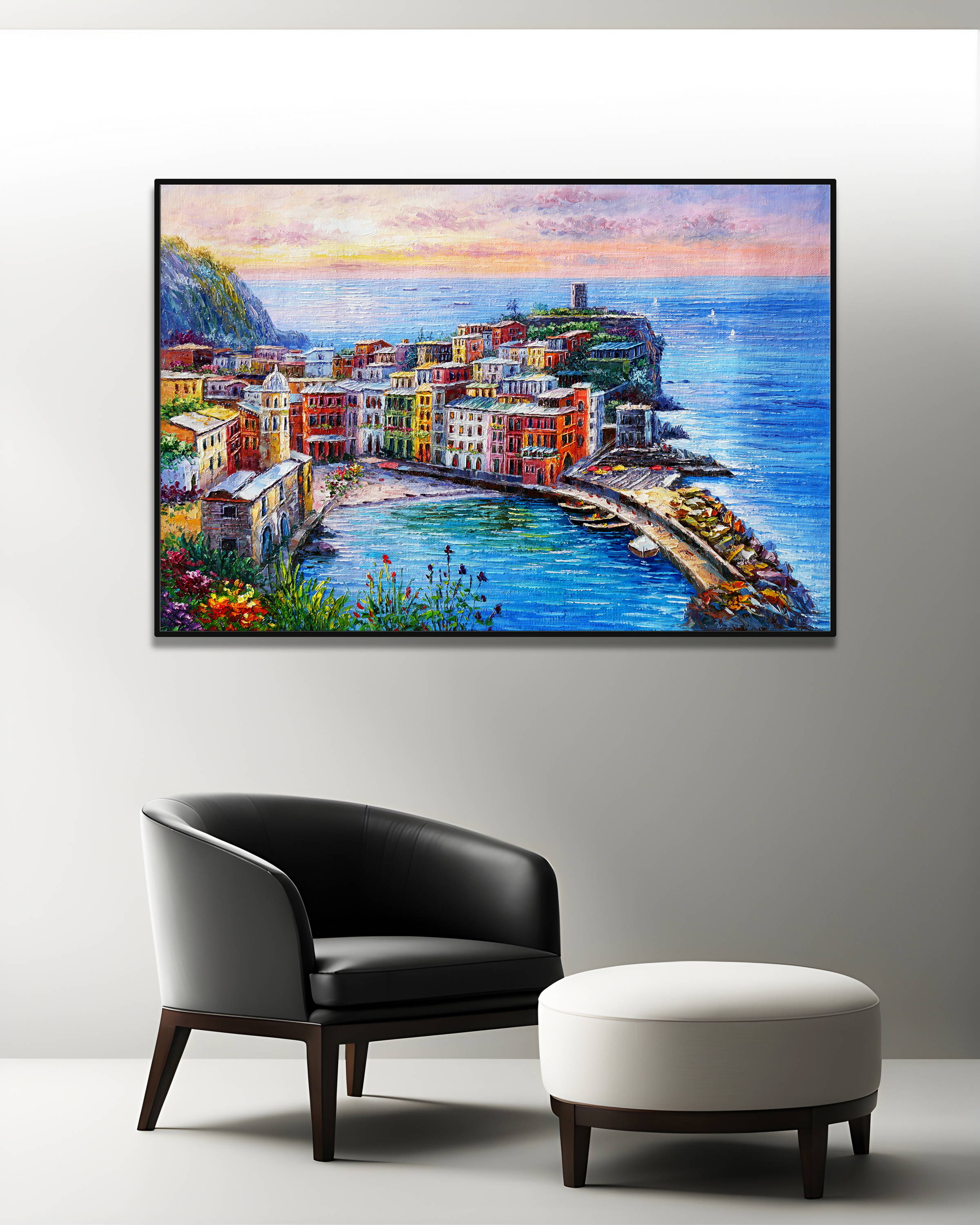 Dipinto a mano Cinque Terre Vernazza 75x115cm