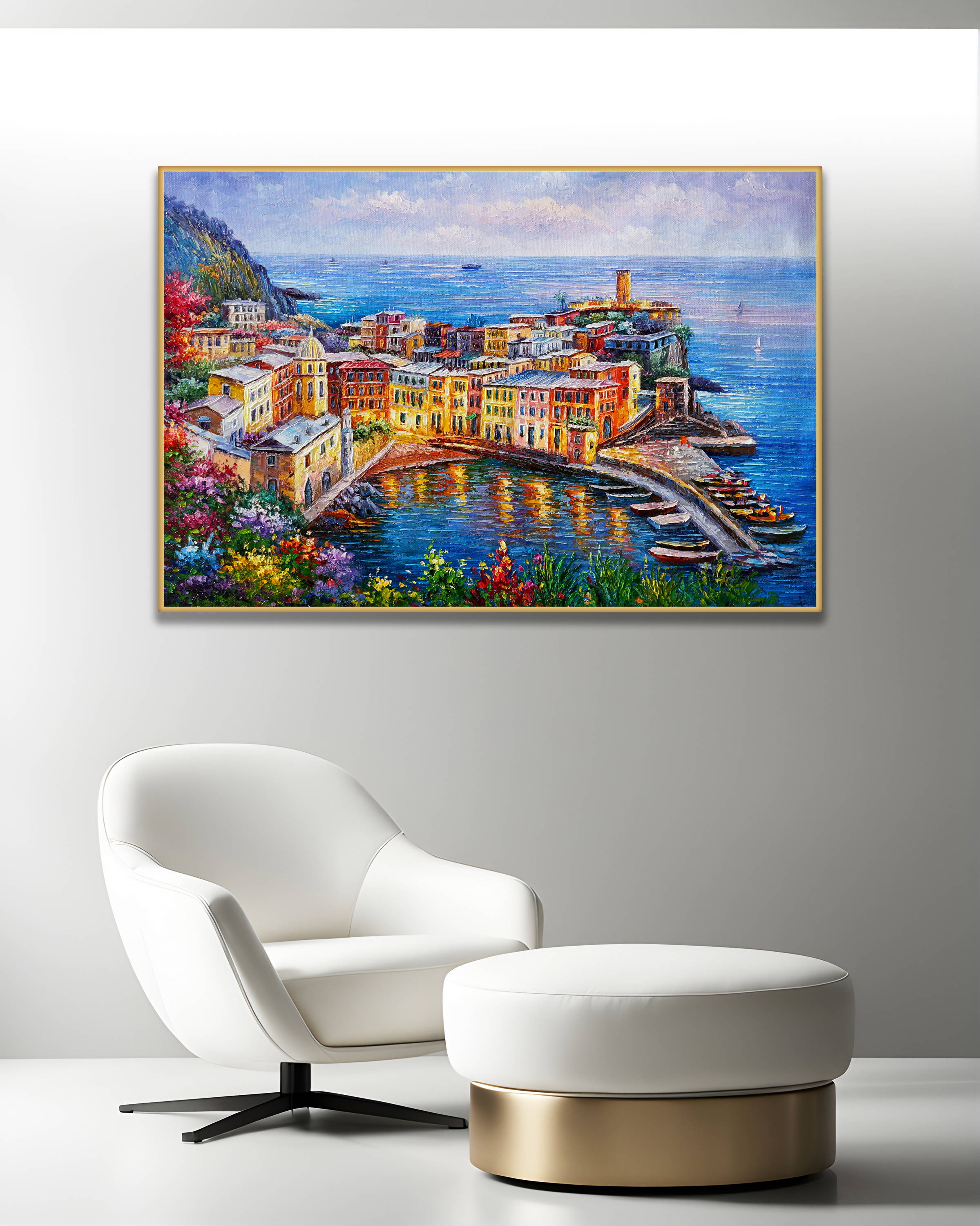 Dipinto a mano Cinque Terre Vernazza 75x115cm