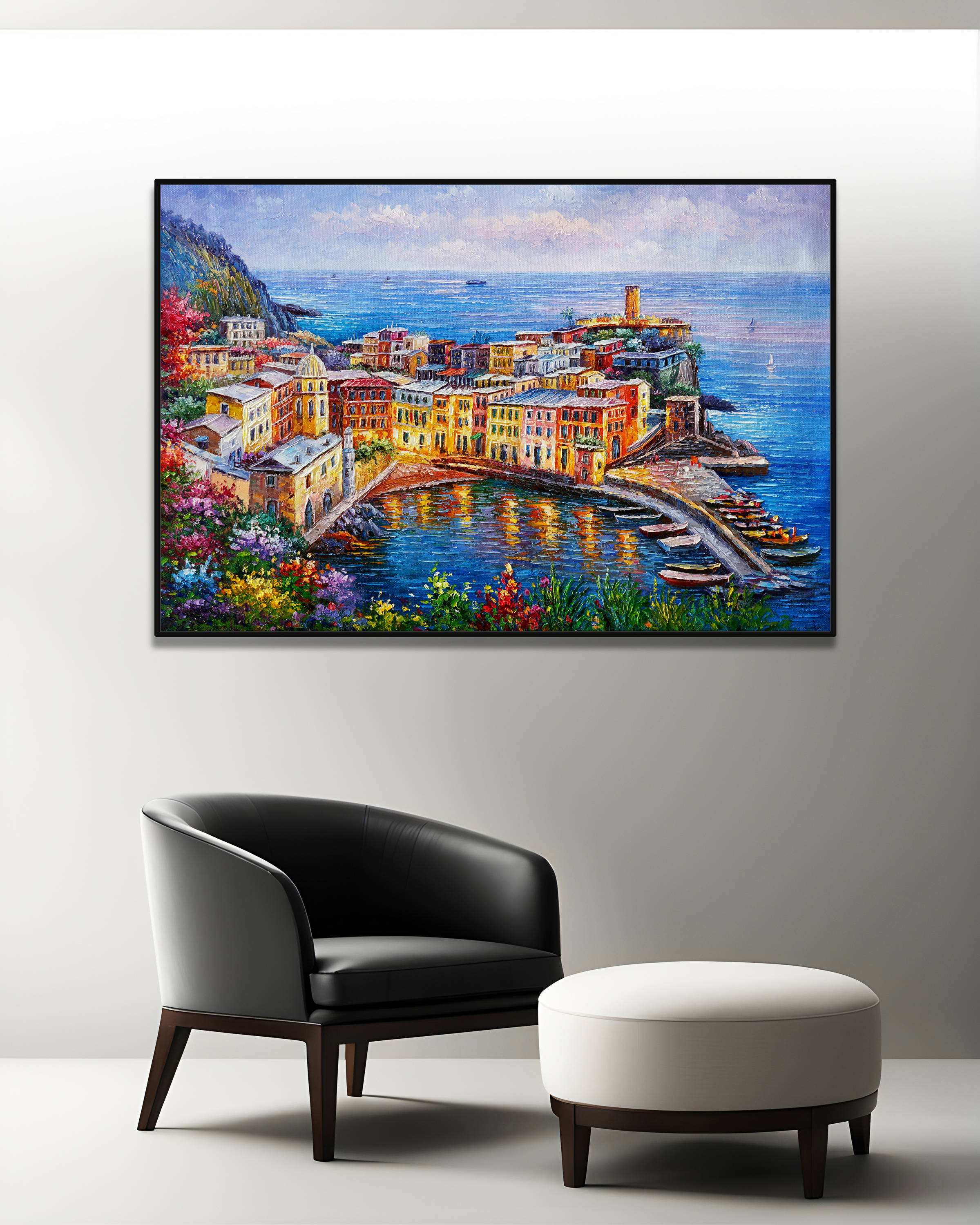 Dipinto a mano Cinque Terre Vernazza 75x115cm